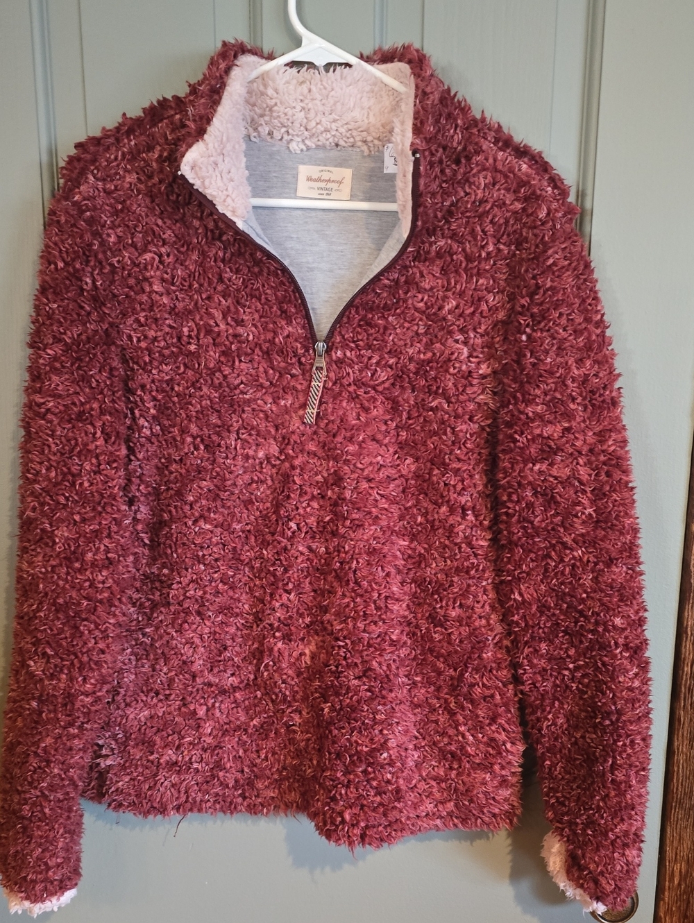 Cozy Half-Zip Teddy Jacket in Wine